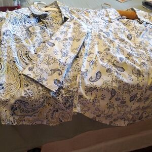 Basic Editions Blue and Yellow Paisley Shirts , Elbow and Long Sleeve Style.